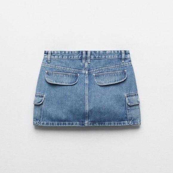 Zara DENIM CARGO SKIRT TRF - Picture 6 of 8